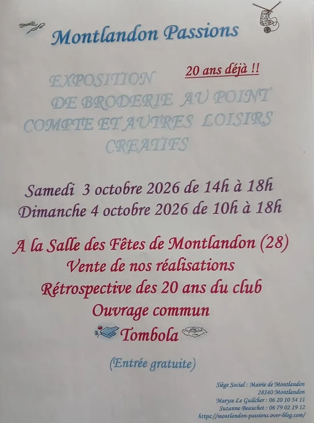 MONTLANDON - Exposition de broderie au point compté et autres loisirs créatifs