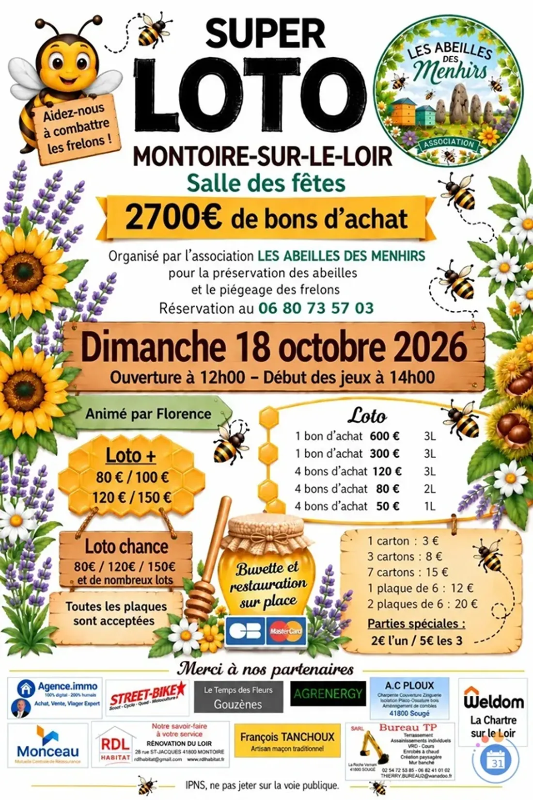 MONTOIRE-SUR-LE-LOIR (41) - Loto des Abeilles des Menhirs