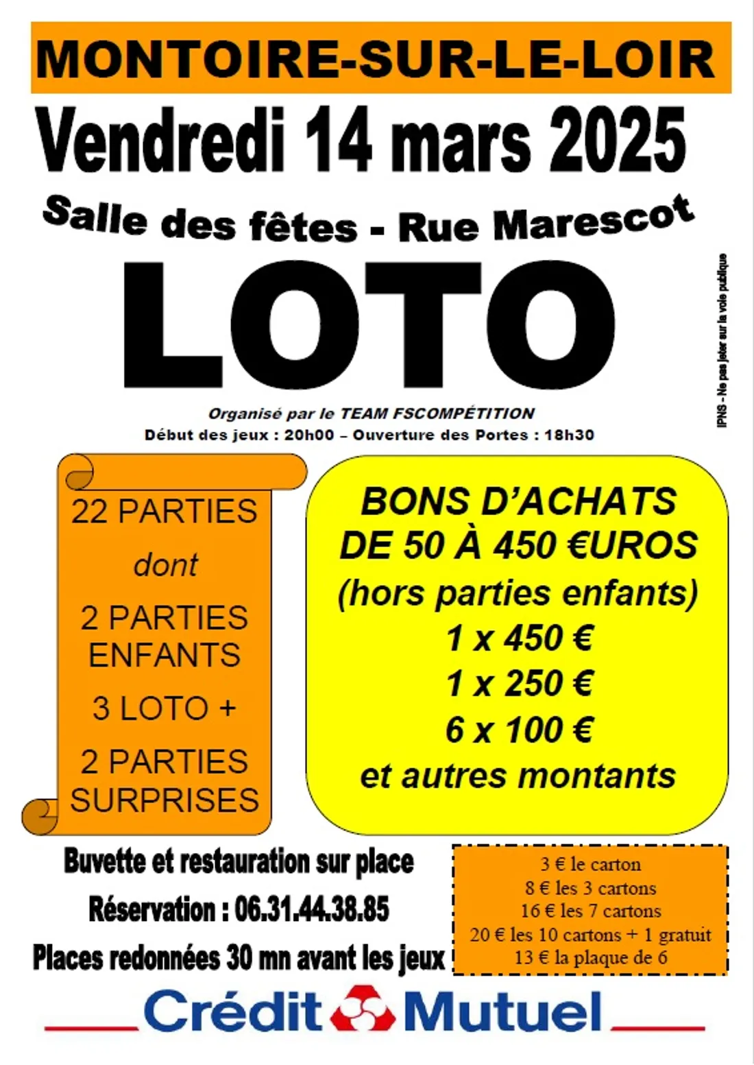 MONTOIRE-SUR-LE-LOIR (41) - Loto du Team FSCompétition