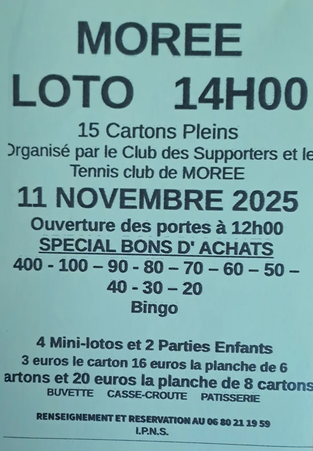 MORÉE (41) - Loto du club des Supporters et du Tennis Club