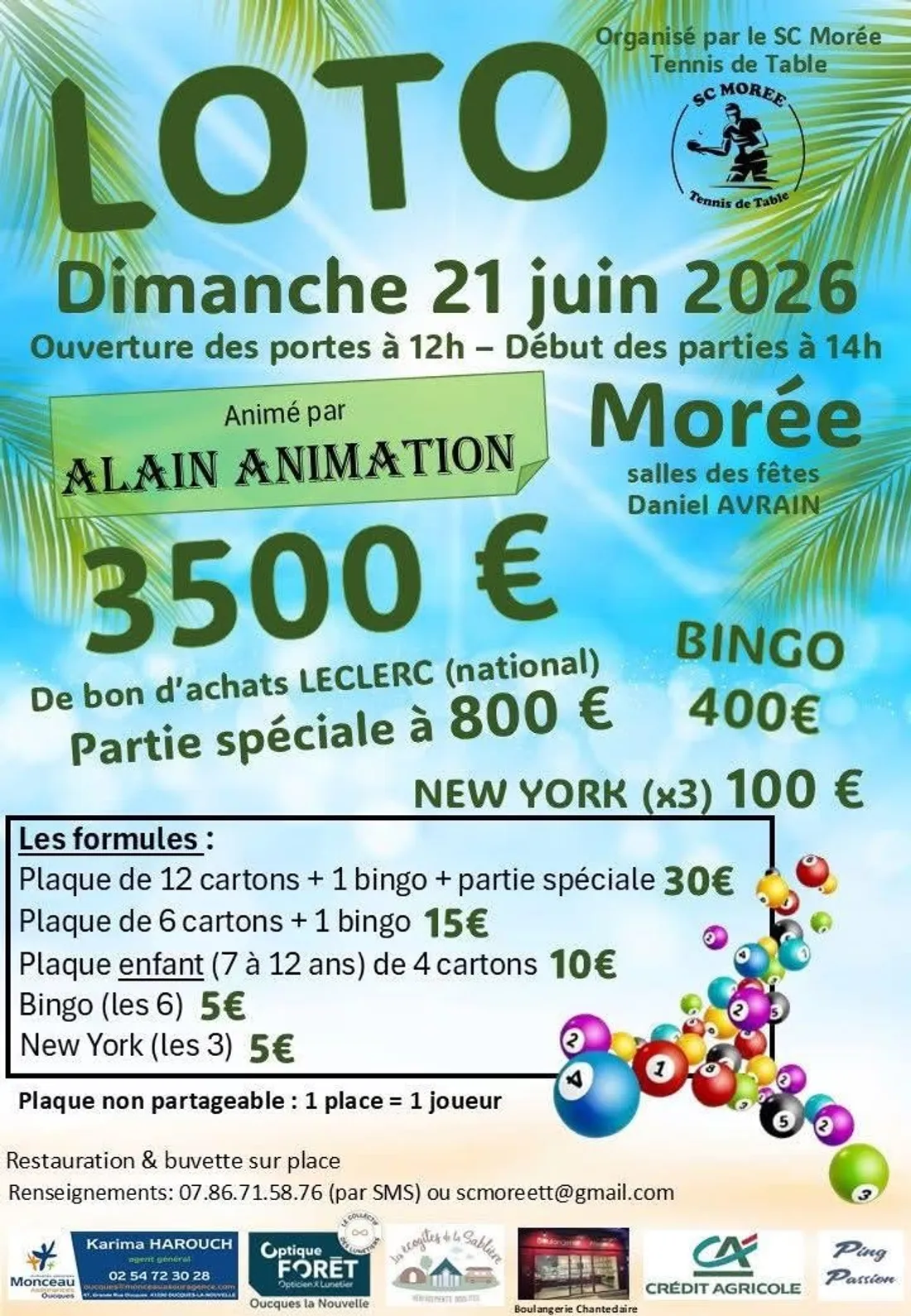 MORÉE (41) - Loto du SC Tennis de table