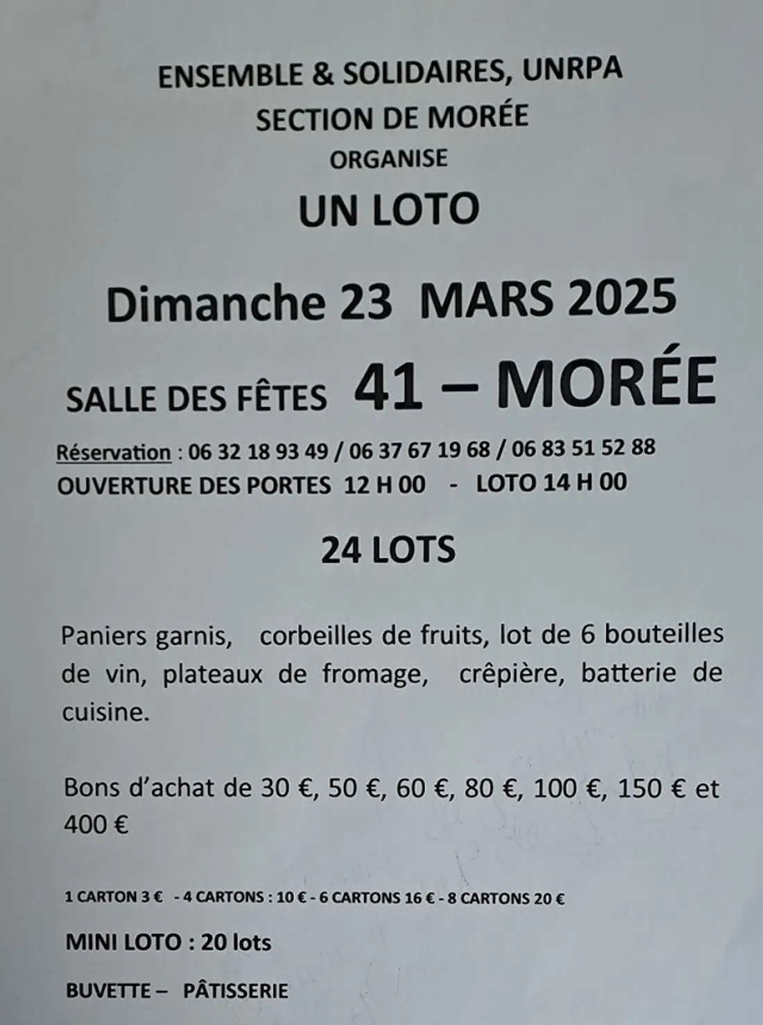 MORÉE (41) - Loto de l'UNRPA