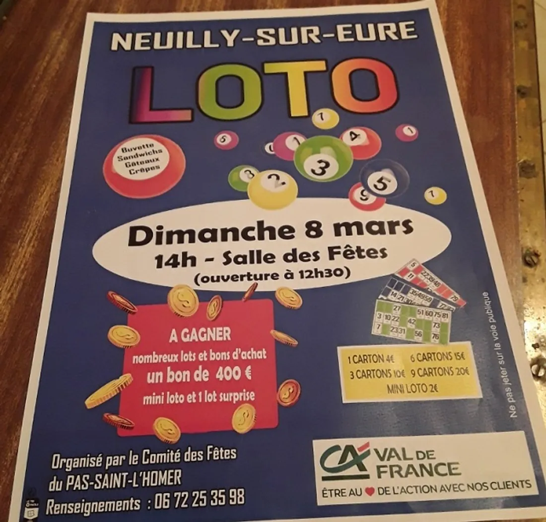 NEUILLY-SUR-EURE (61) - Loto du comité des fêtes de Pas-Saint-l'Homer