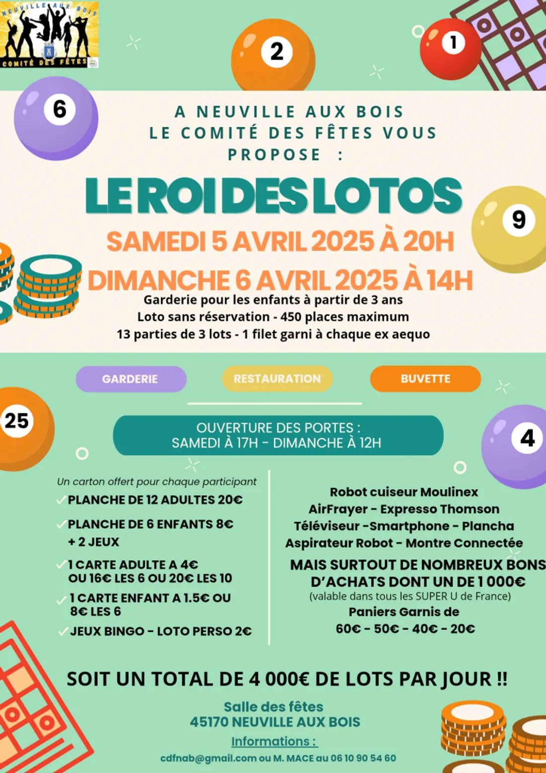 NEUVILLE-AUX-BOIS (45) – Loto du comité des fêtes
