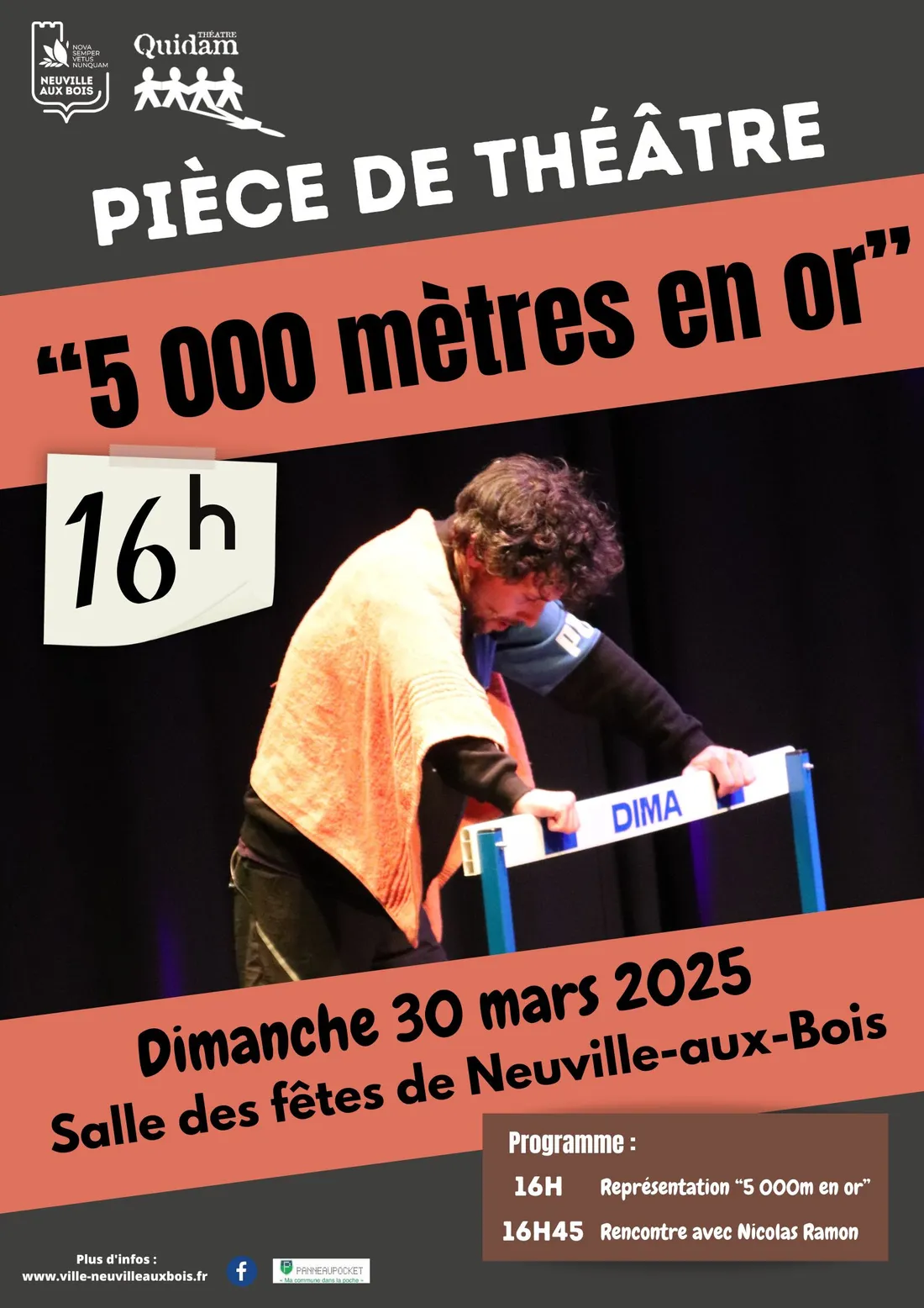NEUVILLE-AUX-BOIS (45) - Théâtre : 5000 mètres en or