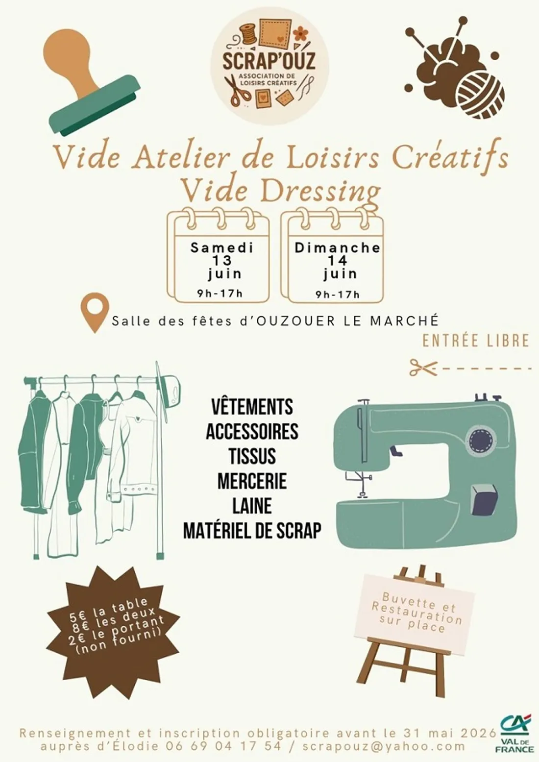 OUZOUER-LE-MARCHÉ (41) - Vide atelier de Loisirs Créatifs, vide dressing