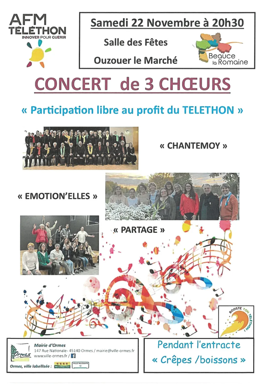 OUZOUER-LE-MARCHÉ (41) - Concert de 3 Chœurs