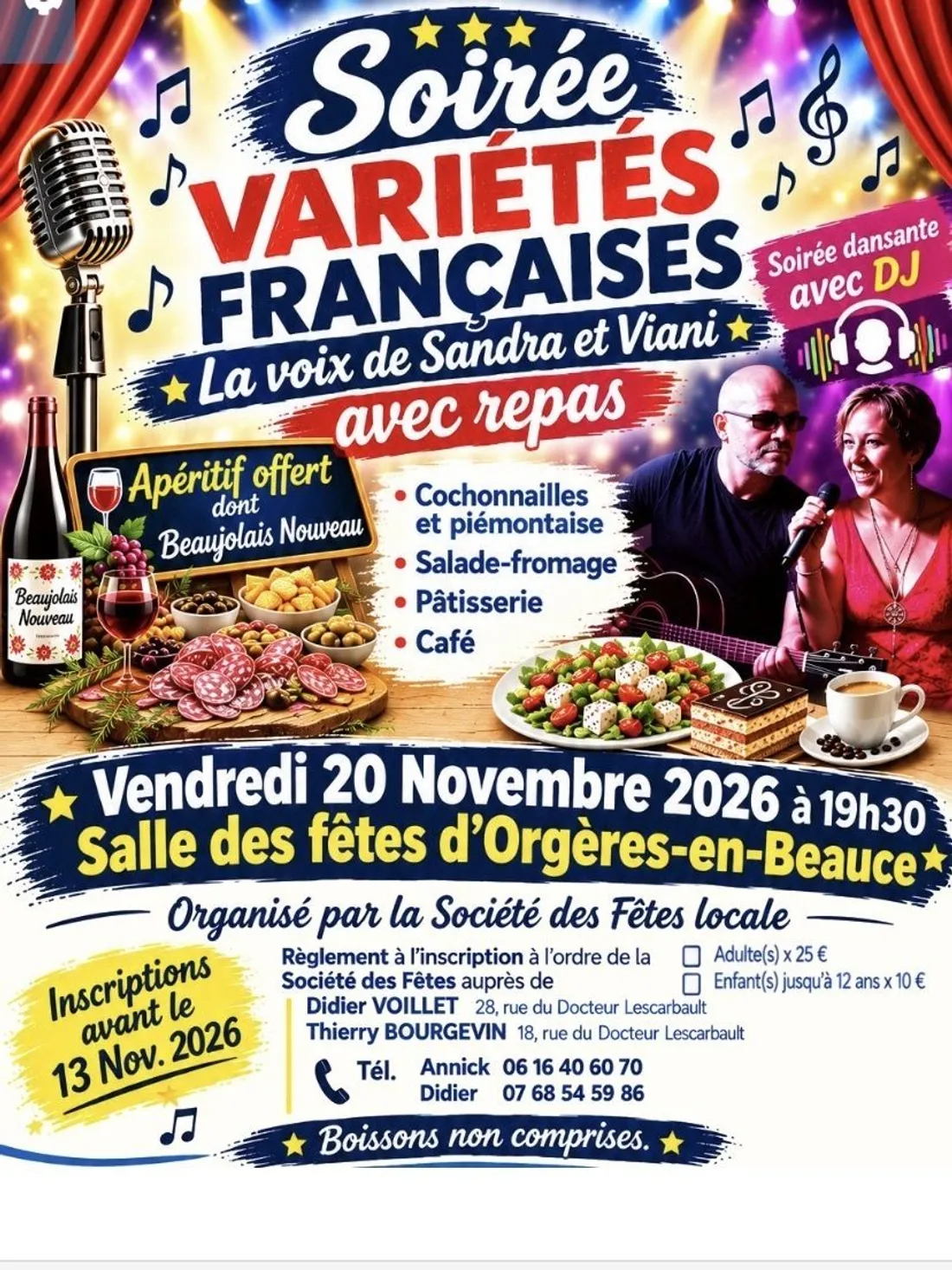 ORGÈRES-EN-BEAUCE - Soirée variétés françaises avec le comité des fêtes