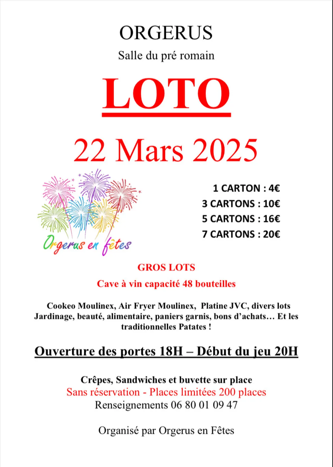 ORGERUS (78) - Loto de Orgerus en Fêtes