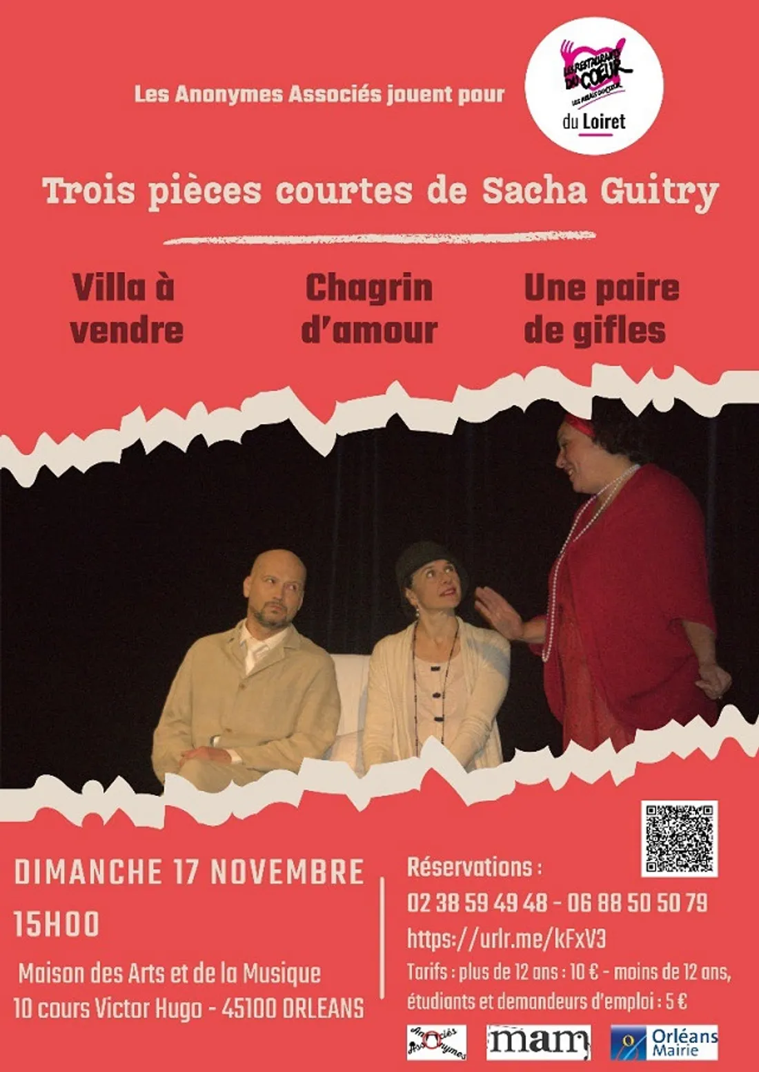 ORLÉANS (45) - Théâtre : Villa à vendre / Chagrin d'amour / une paire de gifles