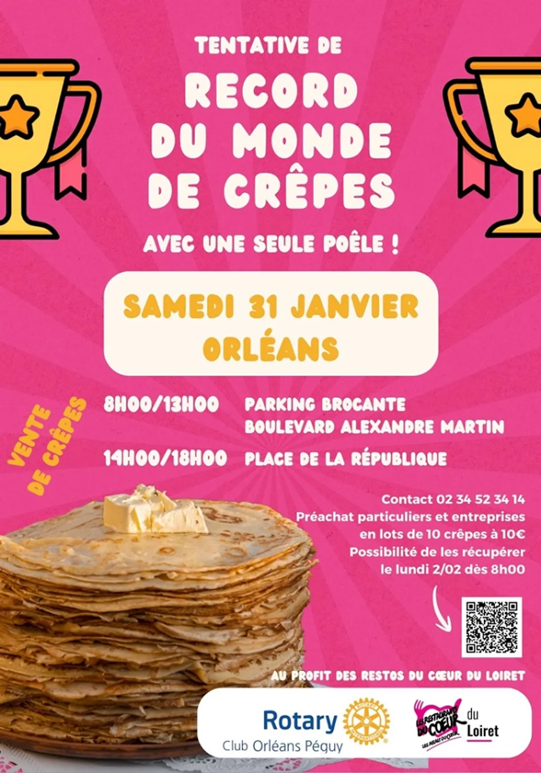 ORLÉANS (45) - Record du monde de crêpes avec une seule poèle !