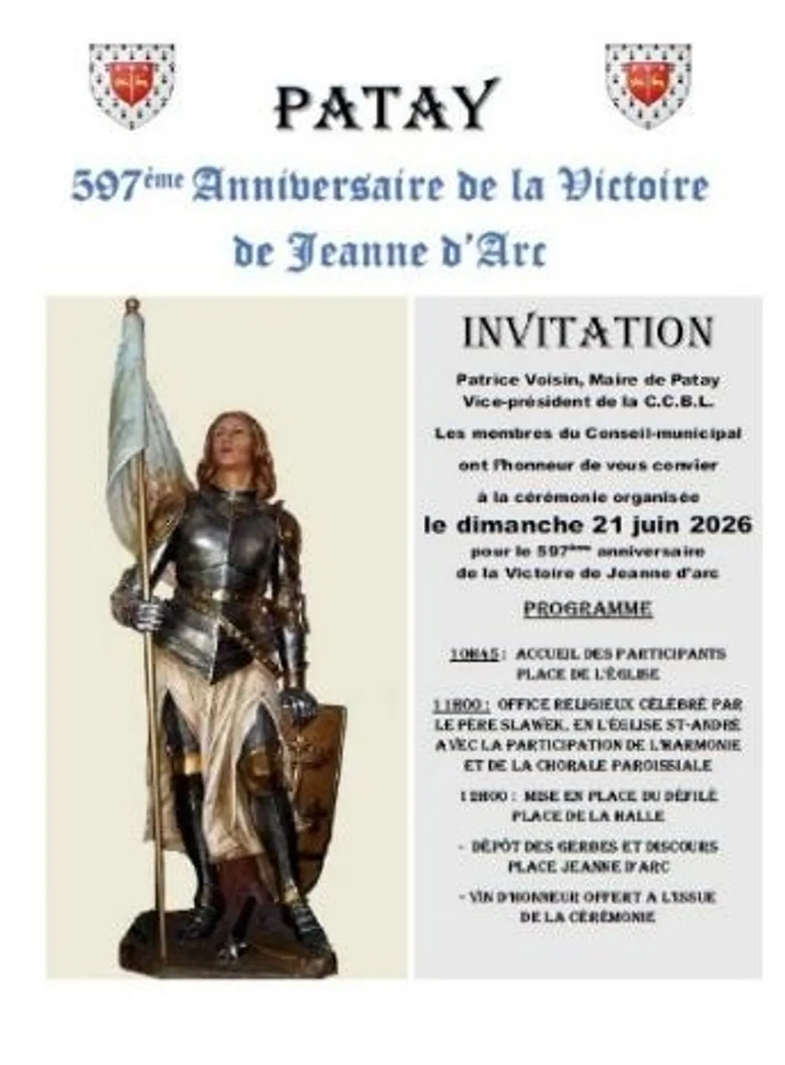 PATAY (45) - 597e anniversaire de la victoire de Jeanne d'Arc