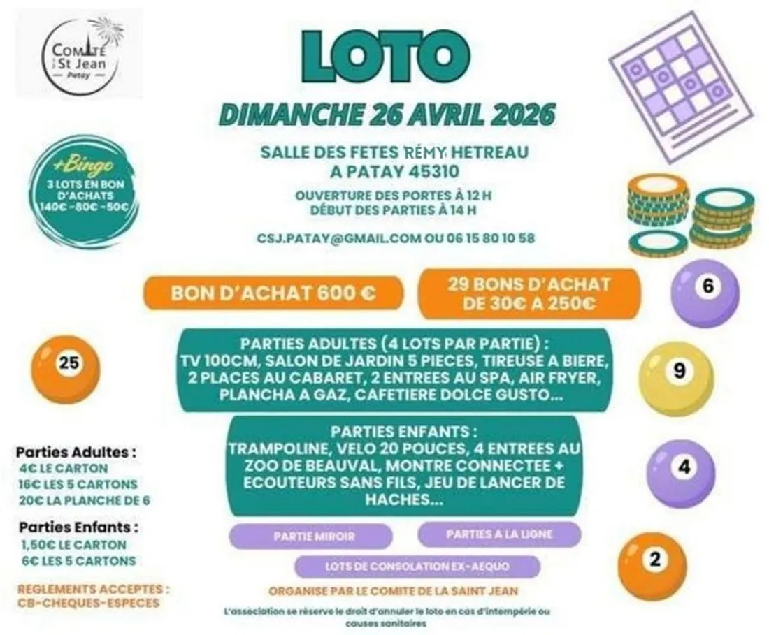 PATAY (45) - Loto du comité de la Saint-Jean