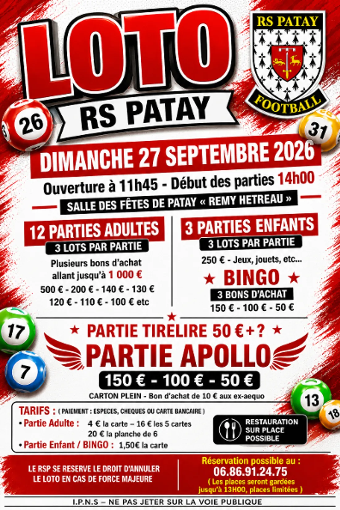 PATAY (45) - Loto du RS Patay Football