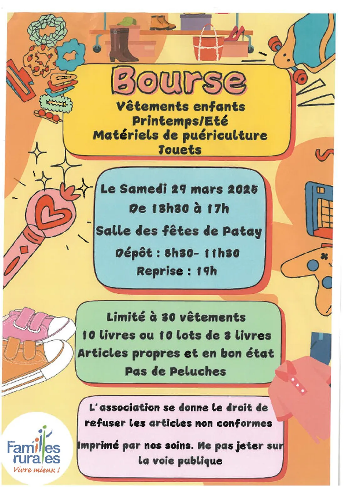 PATAY (45) - Bourse aux vêtements enfants, matériels de puériculture et jouets