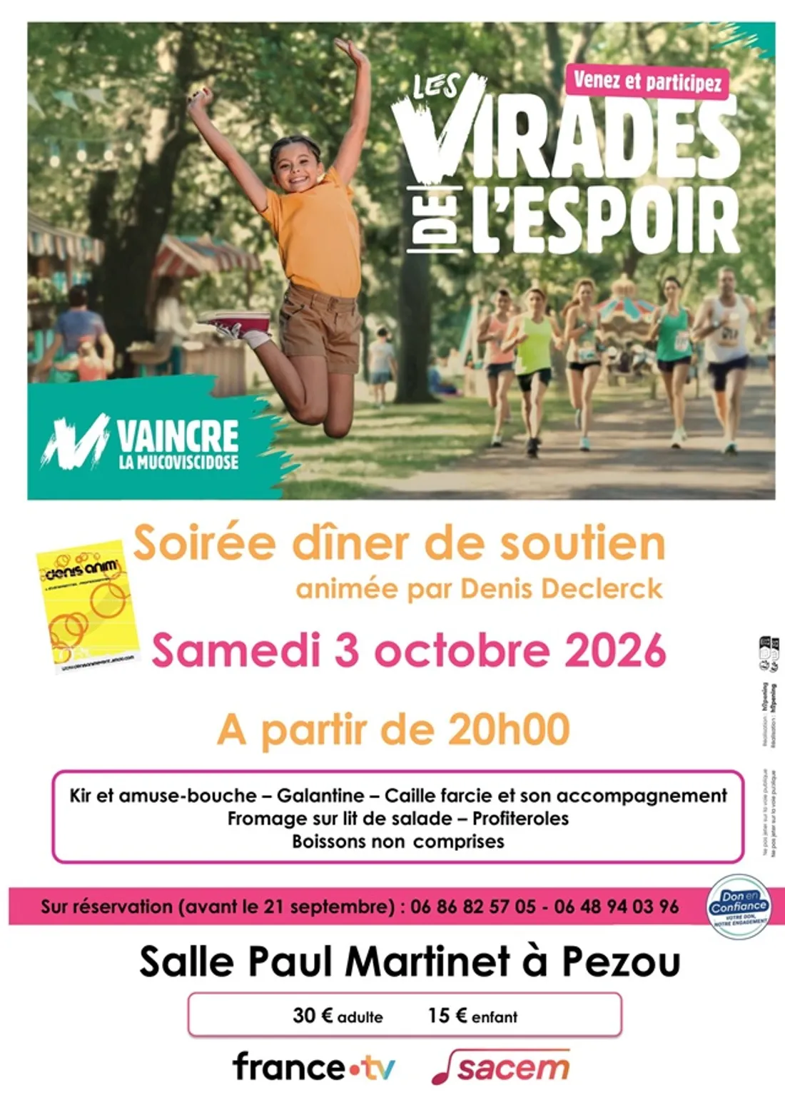 PEZOU (41) - Vaincre la mucoviscidose : soirée dîner de soutien