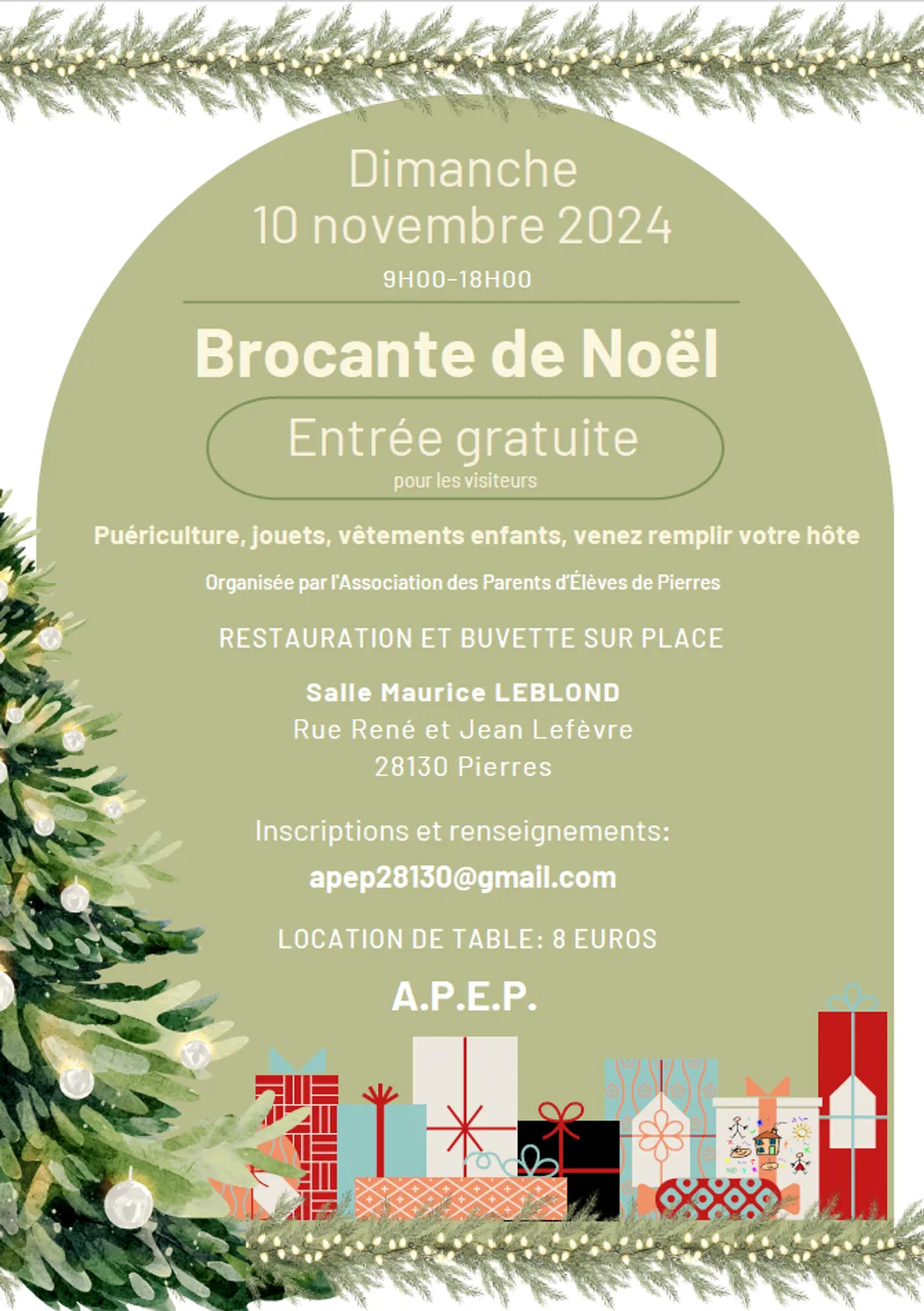 PIERRES - Brocante de Noël de l'APEP