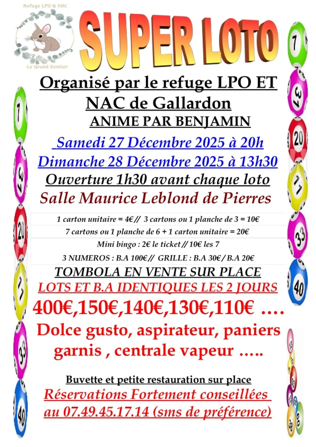 PIERRES - Loto du Refuge LOP et NAC de Gallardon