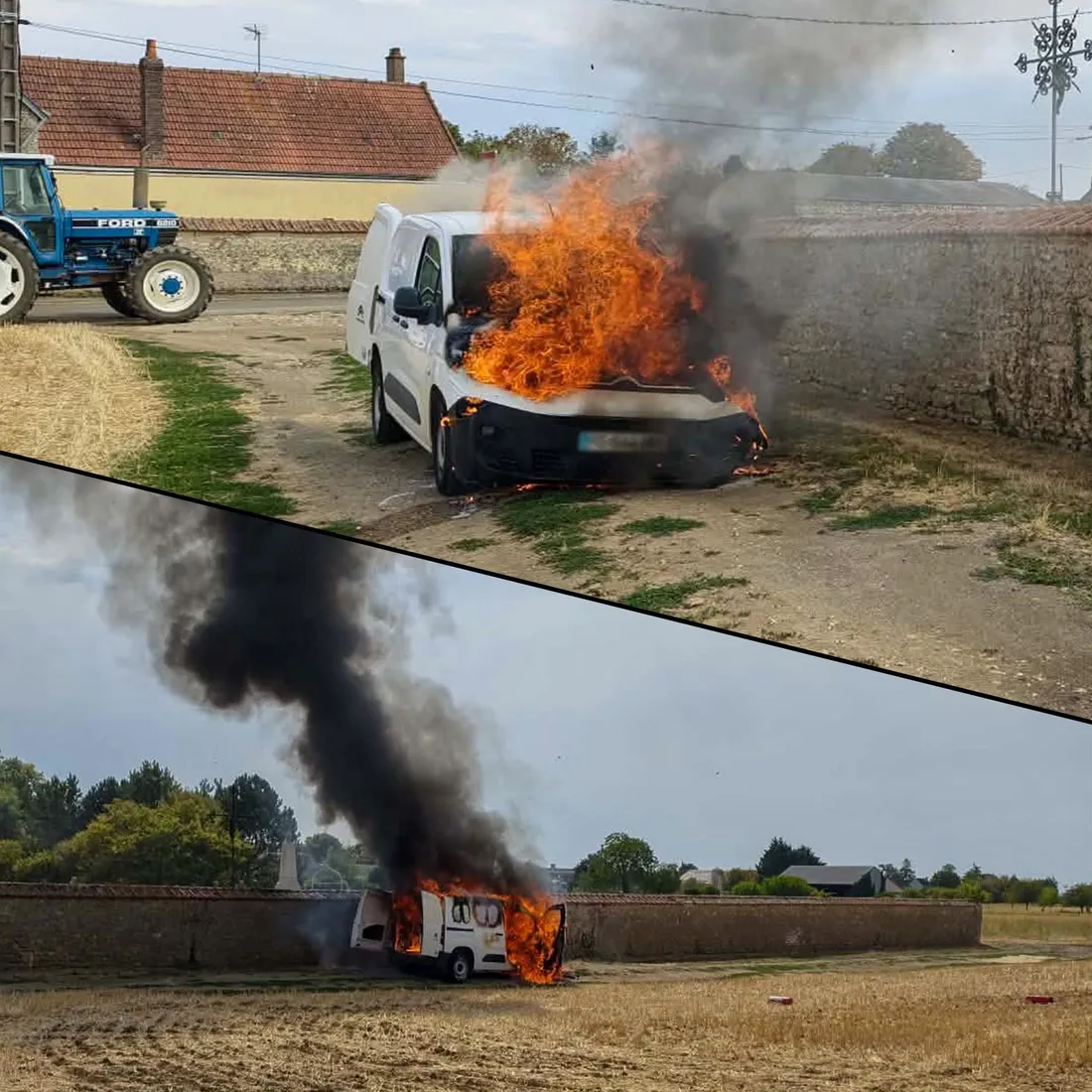 Pré-Saint-Evroult - Incendie d'un véhicule près du cimetière ce 15 aout 2026.
