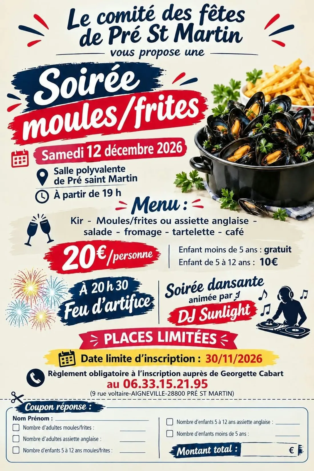PRÉ-SAINT-MARTIN - Soirée moules frites du comité des fêtes
