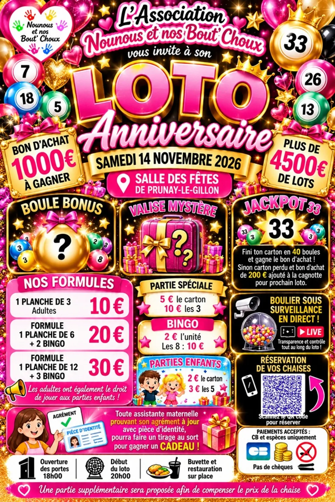 PRUNAY-LE-GILLON - Loto anniversaire de Nounous et nos bout'choux