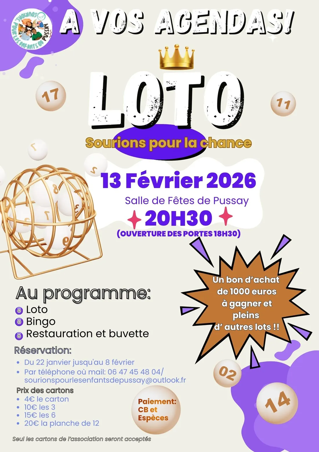 PUSSAY (91) - Loto de Sourions pour les Enfants de Pussay