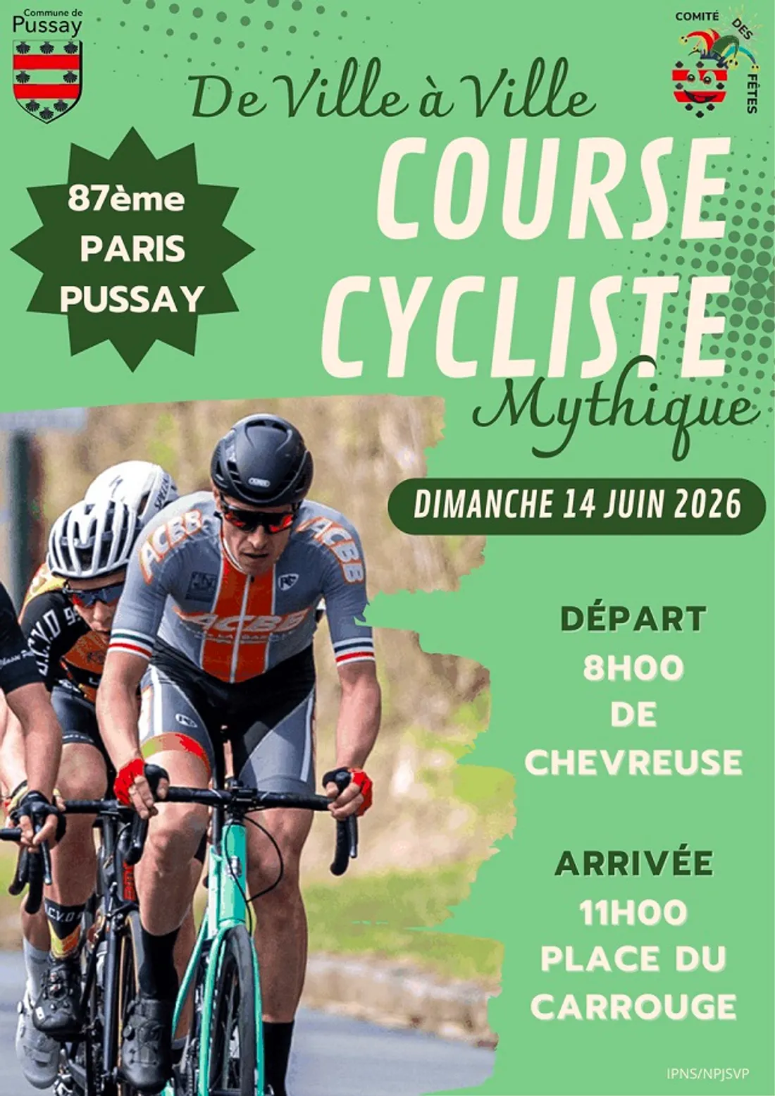 Dimanche 14 juin à 11h00 à Pussay (Essonne) : Arrivée du 87e Paris - Pusssay.