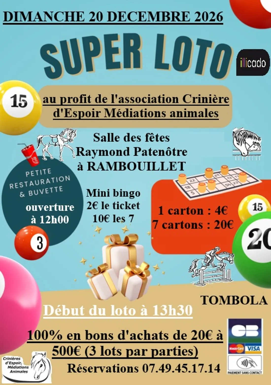 RAMBOUILLET (78) - Loto au profit de l'Association Crinière d'Espoir Médiations animales