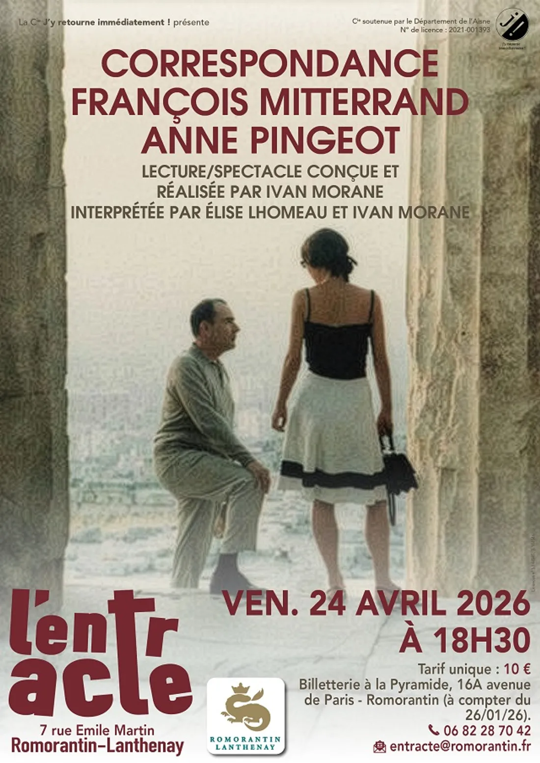ROMORANTIN (41) - Lecture / spectacle : Correspondance François Mitterrand, Anne Pingeot