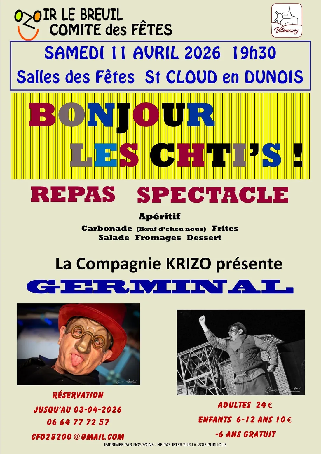 SAINT-CLOUD-EN-DUNOIS - Repas spectacle du comité des fêtes d'Ozoir-le-Breuil
