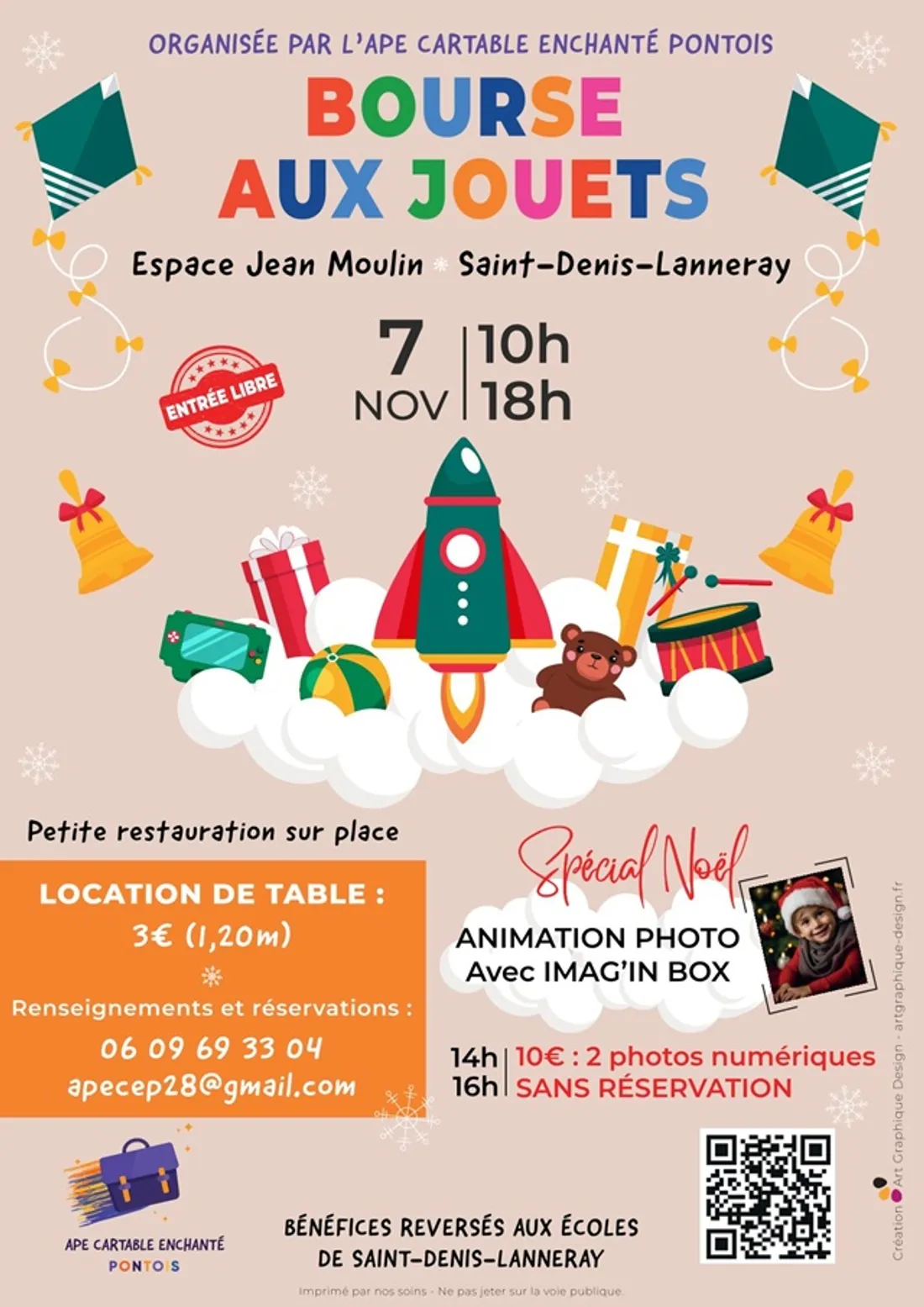 SAINT-DENIS-LES-PONTS - Bourse aux jouets de l'APE Cartable Enchante Pontois
