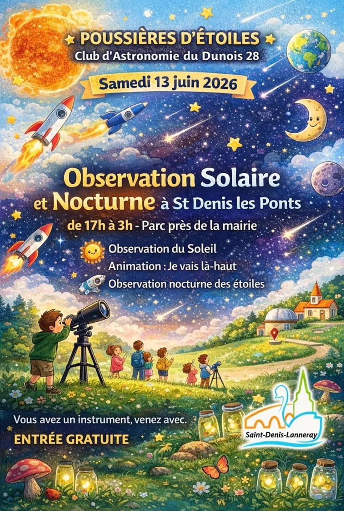 SAINT-DENIS-LES-PONTS - Observation solaire et nocturne