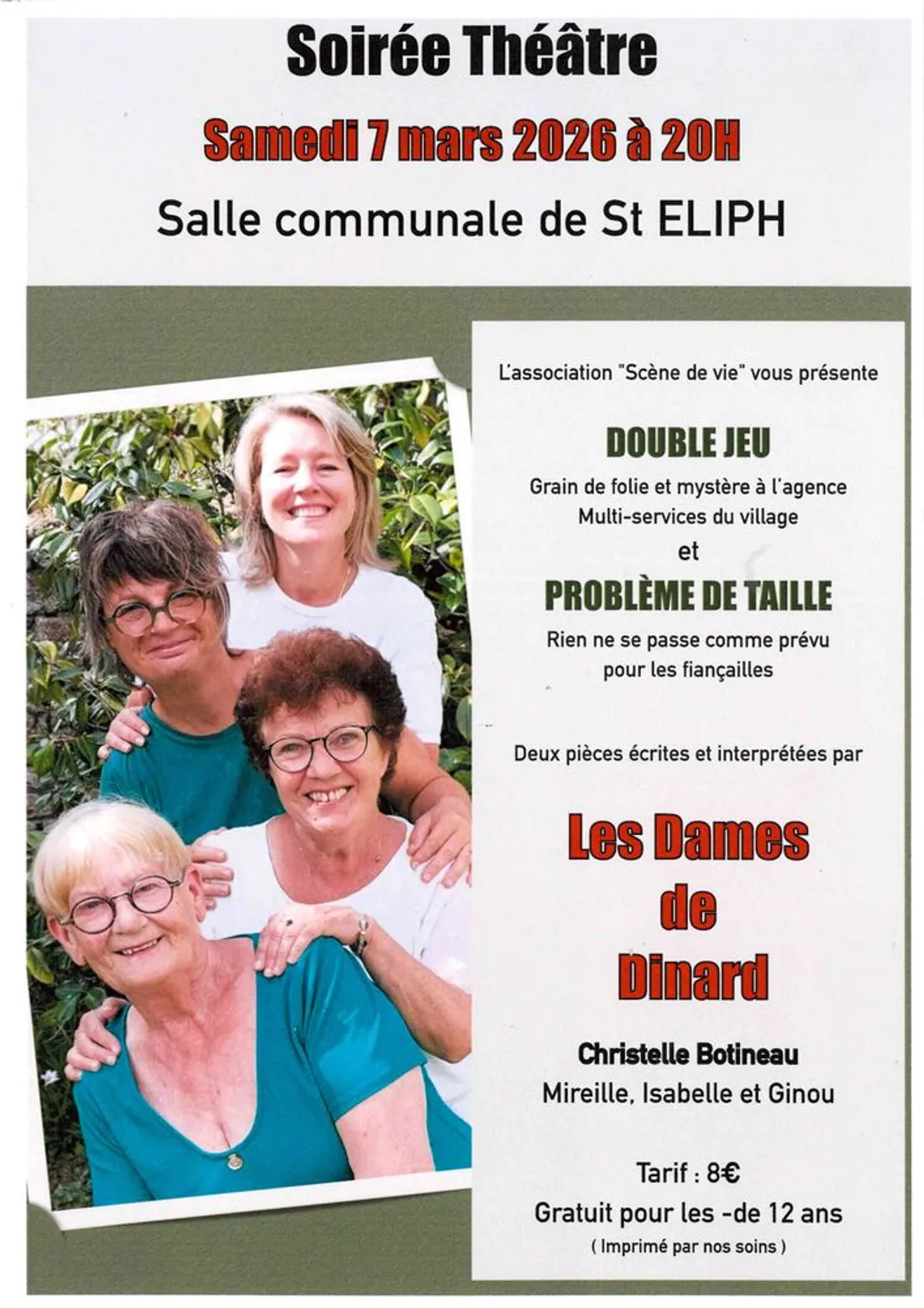 SAINT-ÉLIPH - Théâtre : Double jeu / Problème de taille