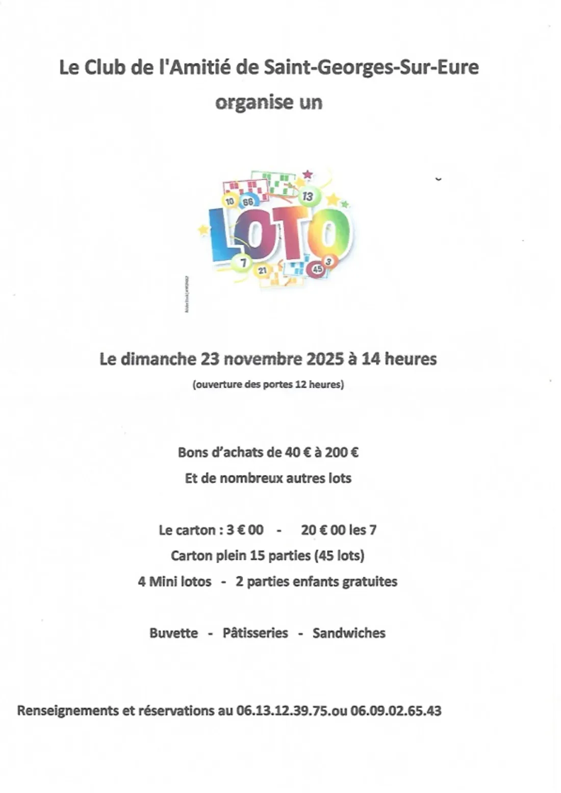 SAINT-GEORGES-SUR-EURE - Loto du club de l'amitié