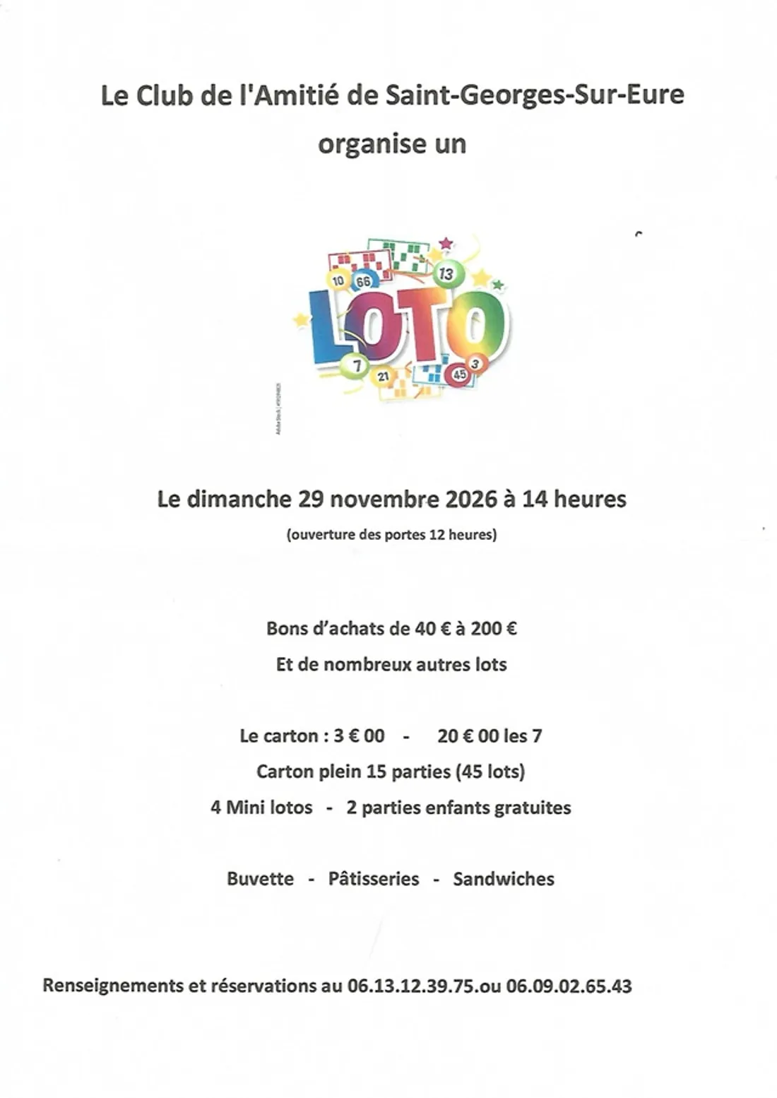 SAINT-GEORGES-SUR-EURE - Loto du club de l'amitié