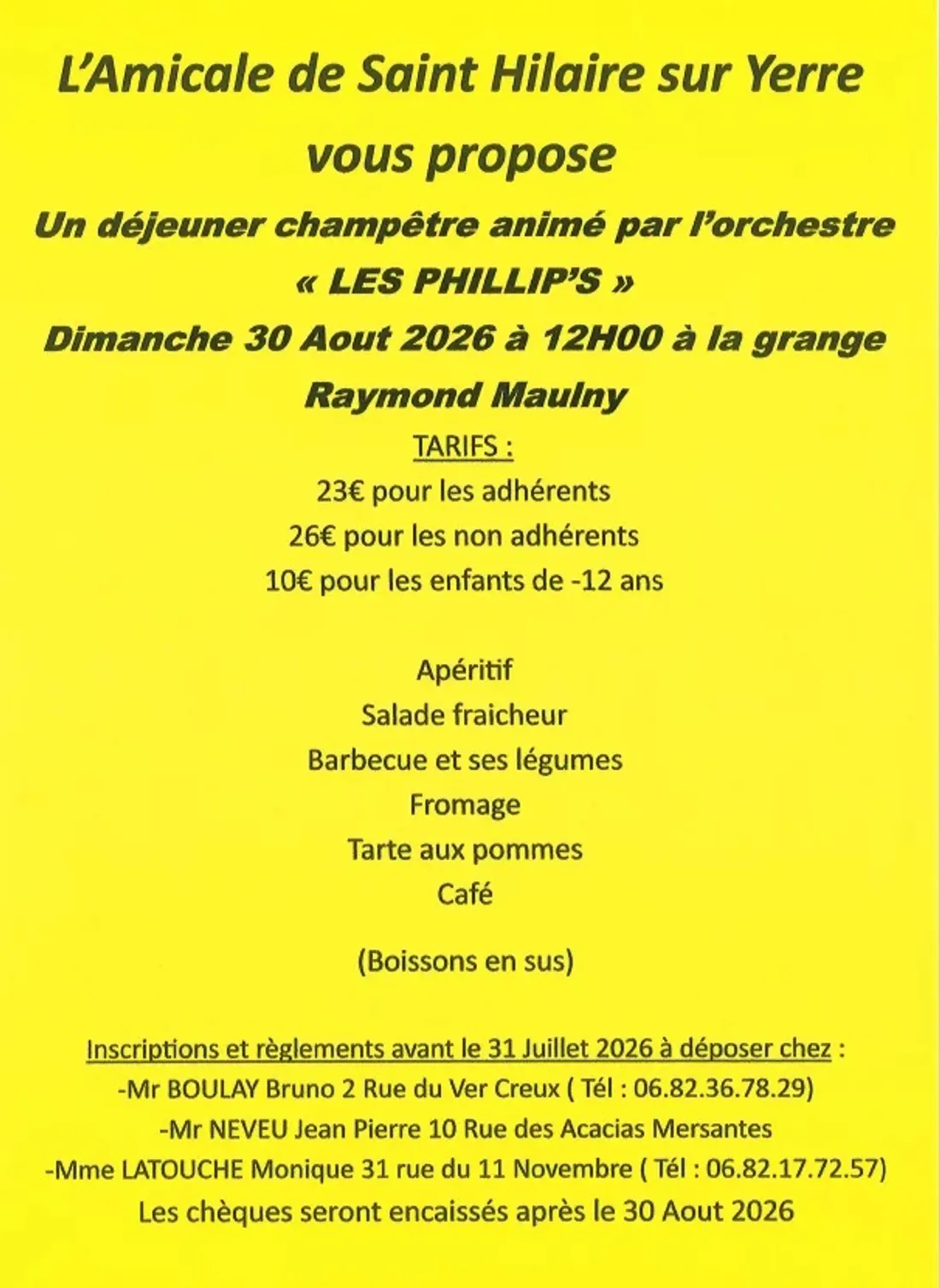 SAINT-HILAIRE-SUR-YERRE - Déjeuner champêtre avec Les Phillip's