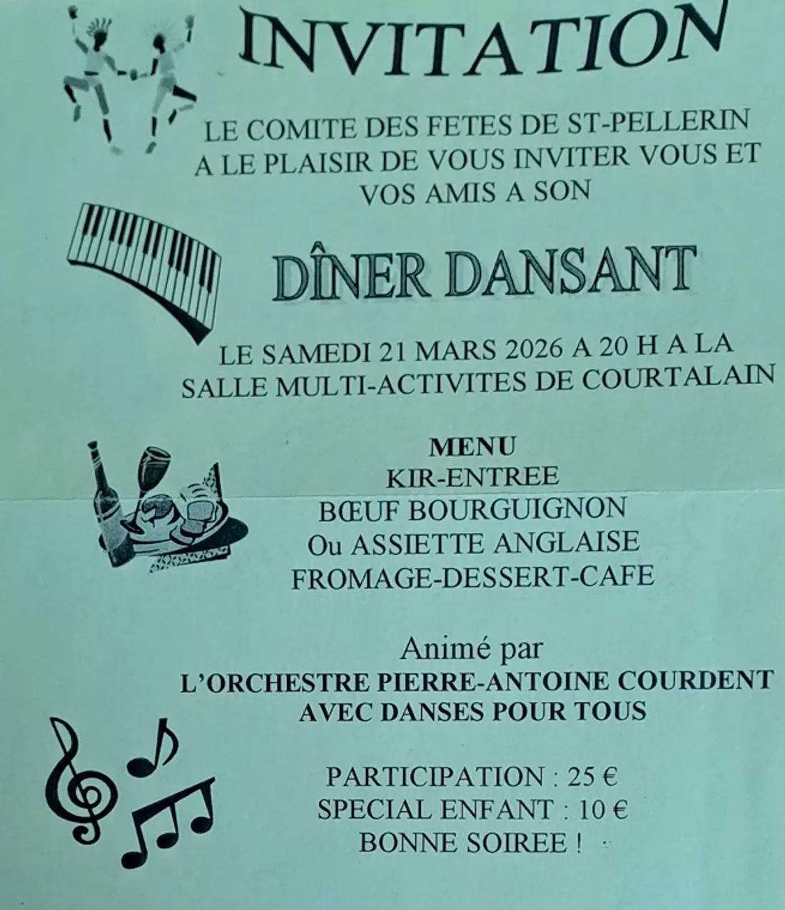 COURTALAIN - Dîner dansant du comité des fêtes de Saint-Pellerin