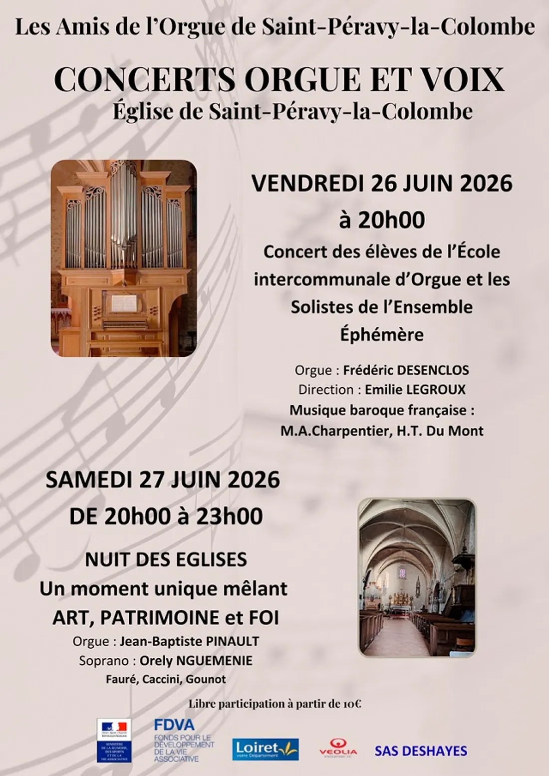 SAINT-PÉRAVY-LA-COLOMBE (45) - Concert orgue et voix