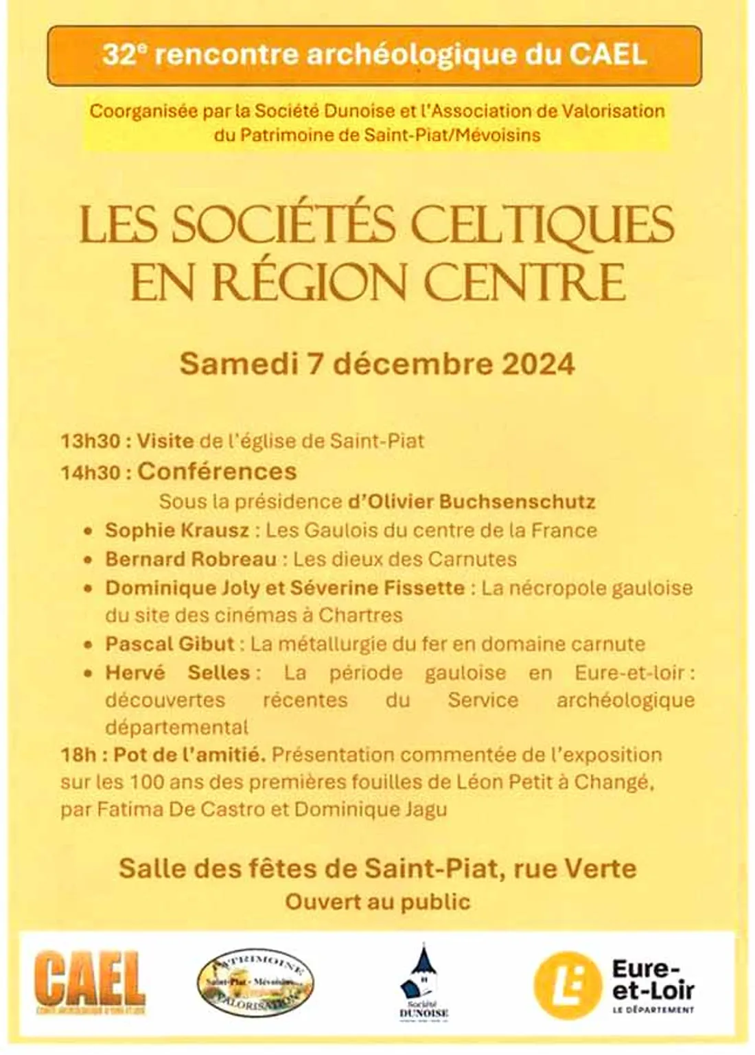 SAINT-PIAT - Conférences : Les sociétés celtiques en Région Centre