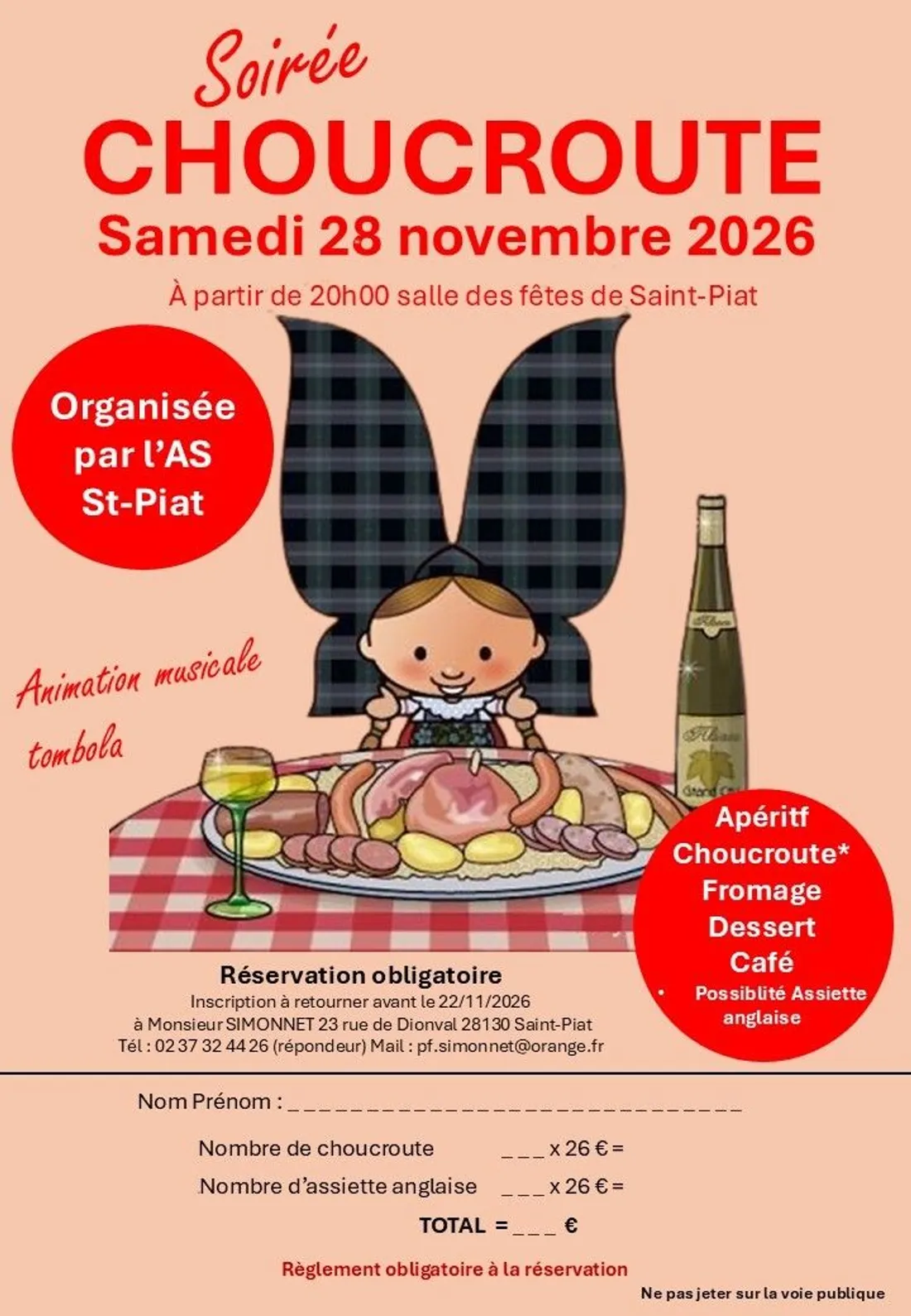 SAINT-PIAT - Soirée choucroute de l'AS Saint-Piat
