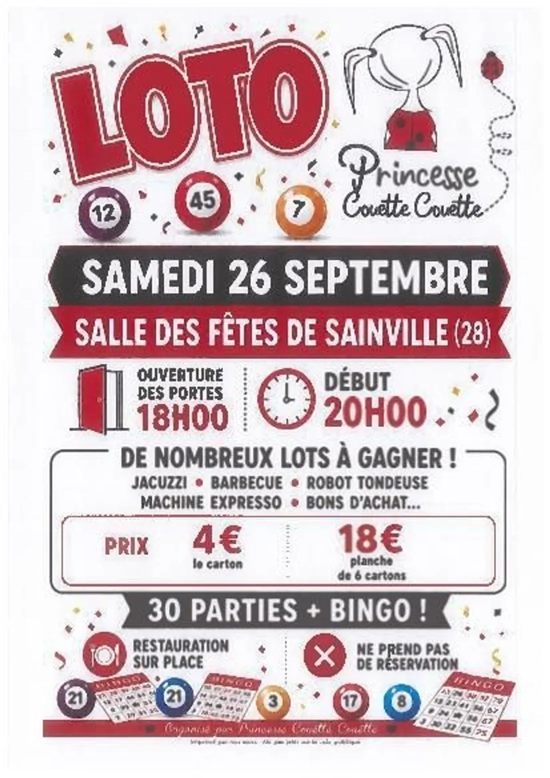 SAINVILLE - Loto de l'association Princesse Couette-Couette