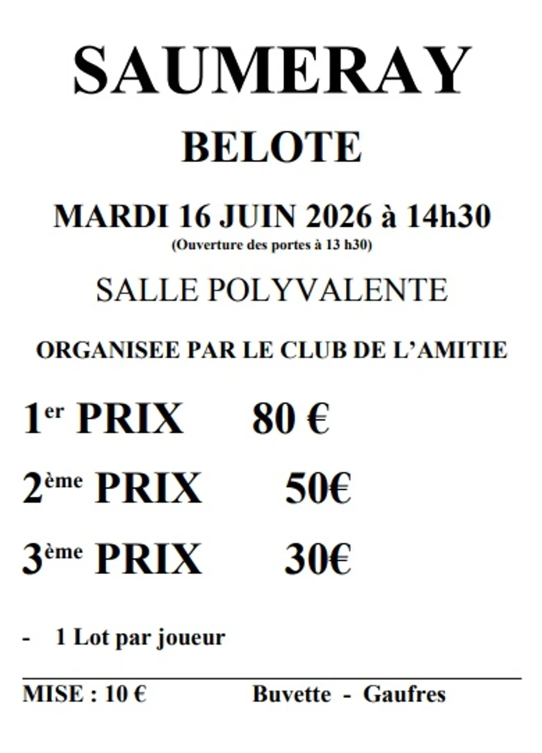 SAUMERAY - Concours de belote
