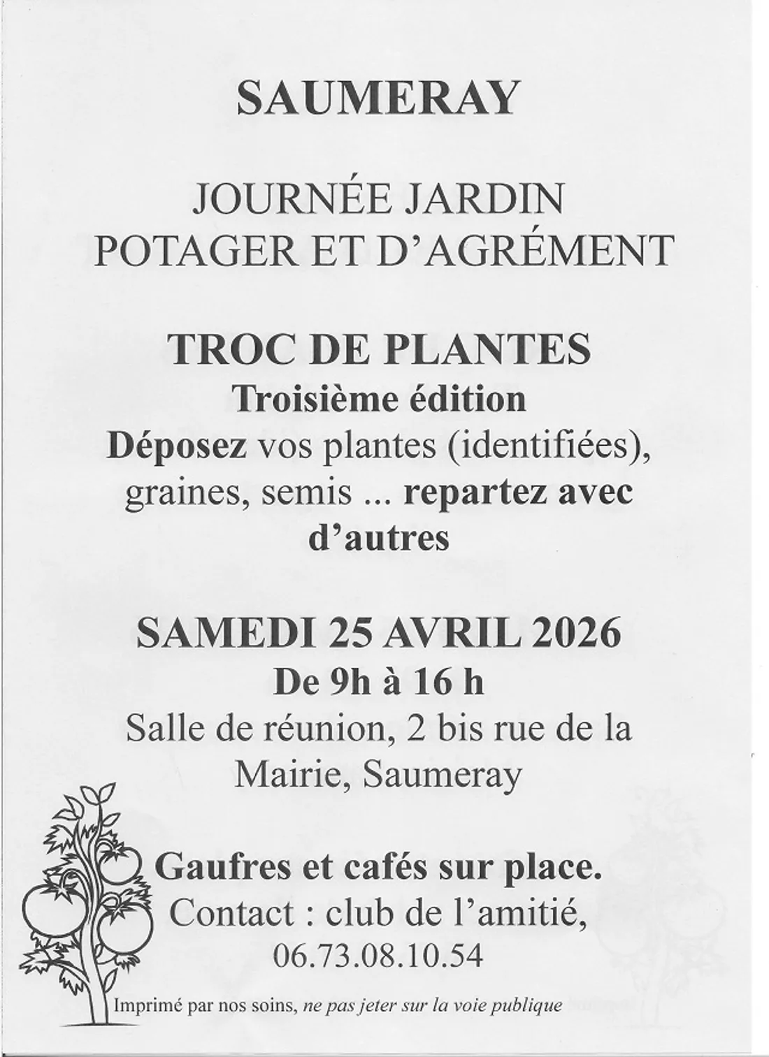 SAUMERAY - Troc de plantes