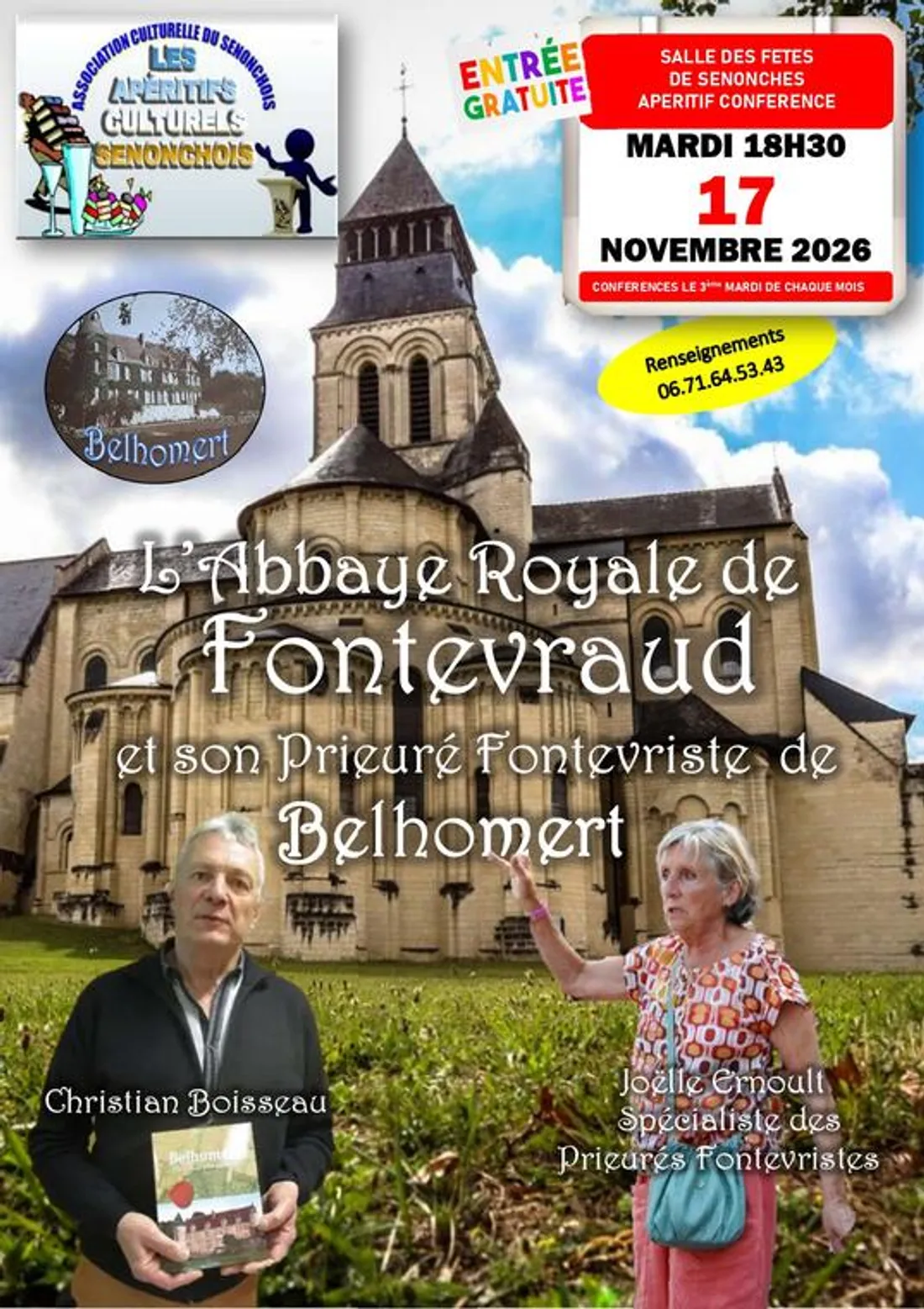 SENONCHES - Les Apéritifs culturels : L'Abbaye Royal de Fontevraud et son prieuré de Belhomert