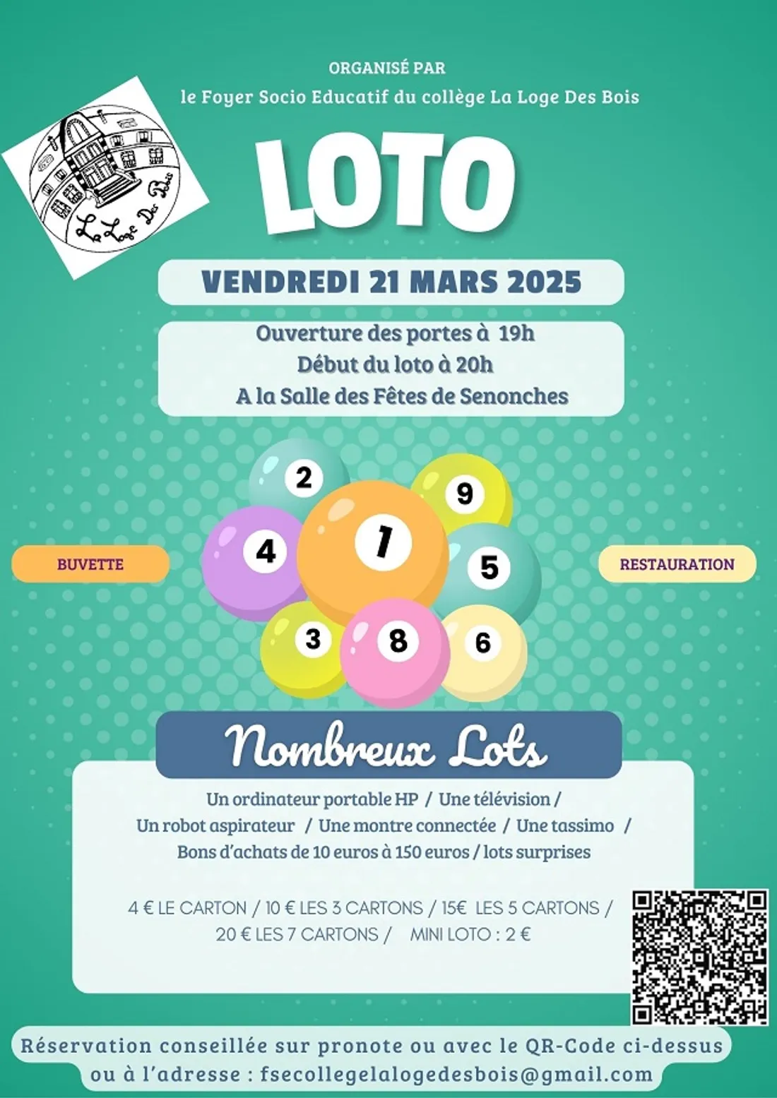 SENONCHES - Loto du Foyer Socio Educatif du Collège La Loge des Bois