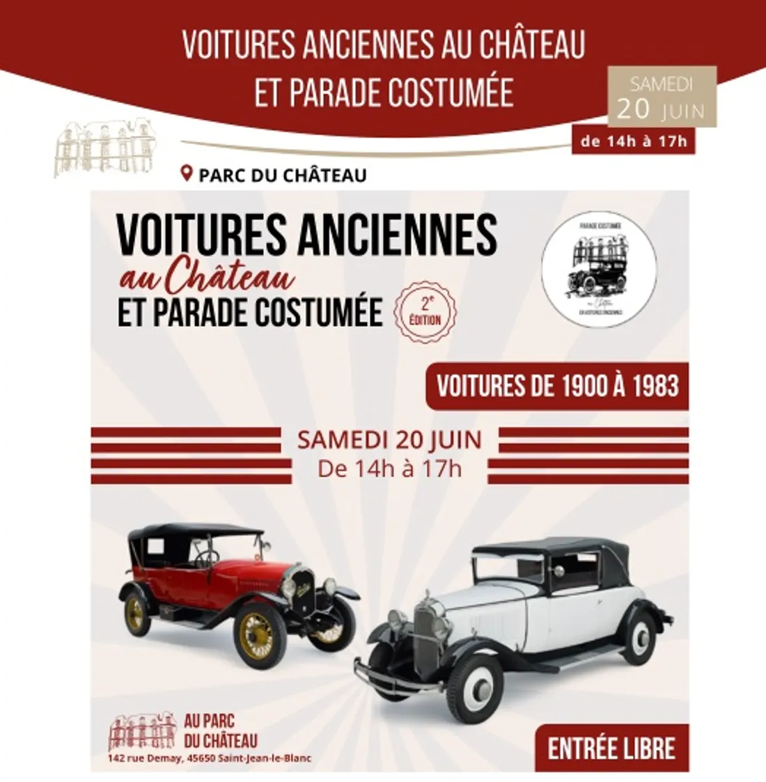 SAINT-JEAN-LE-BLANC (45) - Voitures anciennes au château et parade costumée