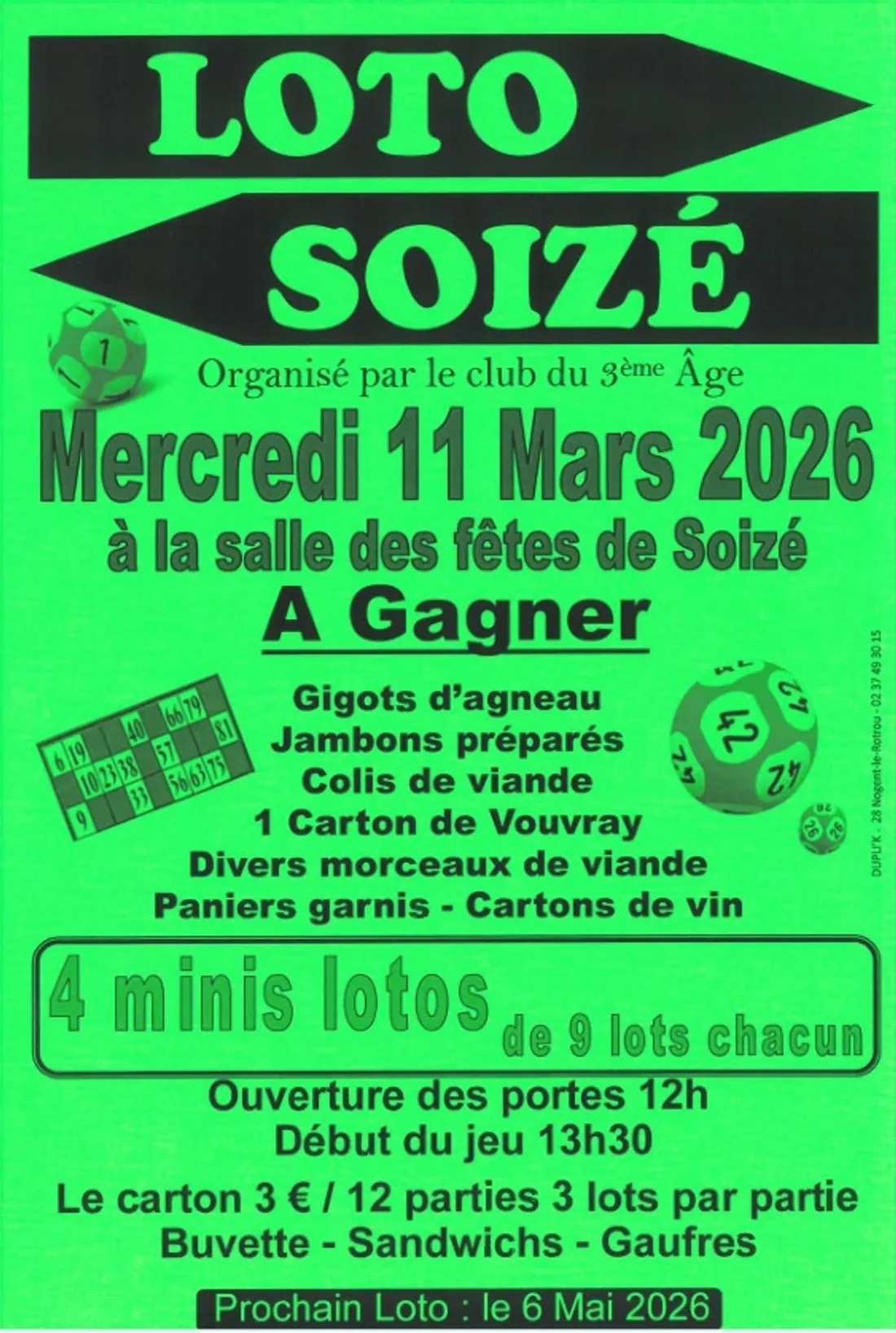 SOIZÉ - Loto du club du 3e âge