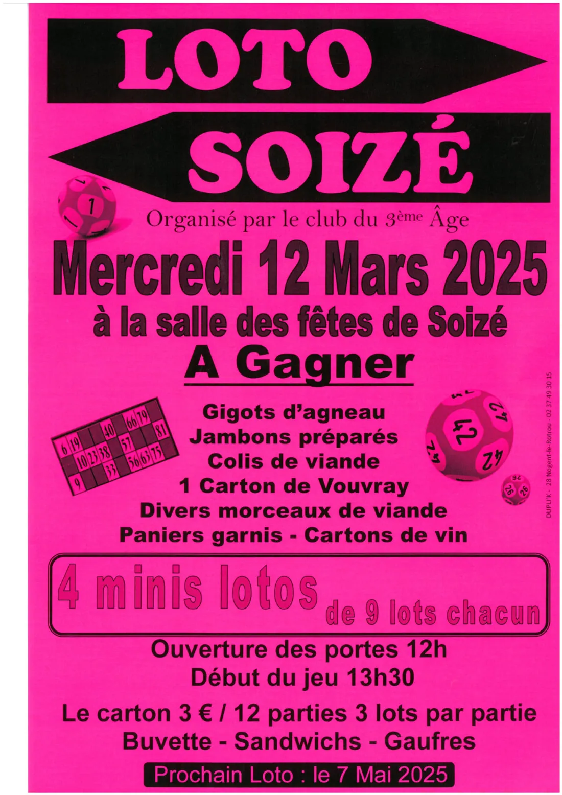SOIZÉ - loto du club du 3e âge