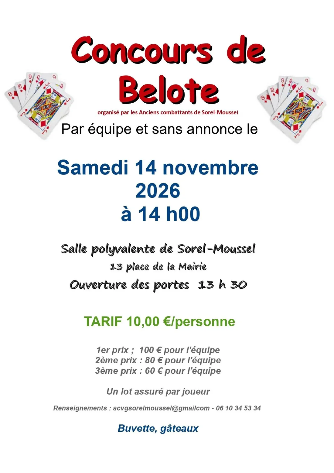 SOREL-MOUSSEL - Tournoi de belote