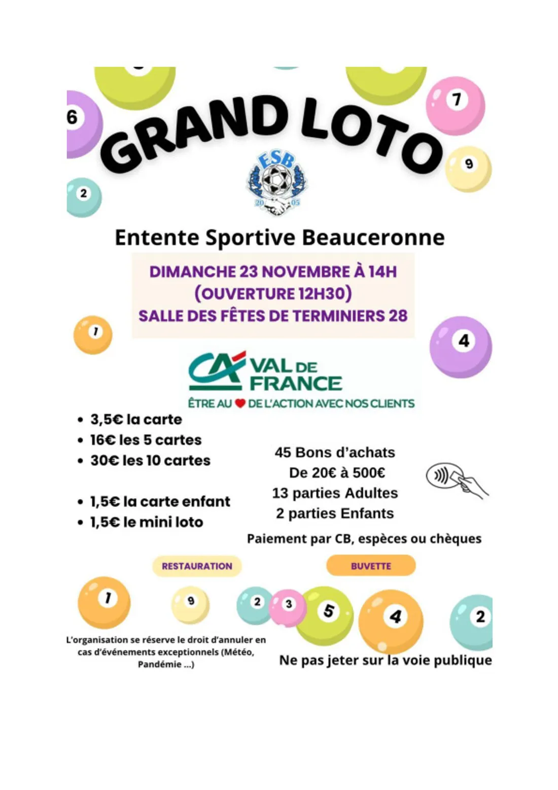 TERMINIERS - Loto de l'Entente Sportive Beauceronne